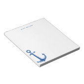 ネイビーブルーいかり航海のパーソナライズされた、 ノートパッド (アングル)