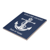 ネイビーブルーいかり航海のビーチヴィンテージ タイル (側面)