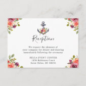 ネイビーブルーいかり航海のフローラ結婚式 エンクロージャーカード (正面)