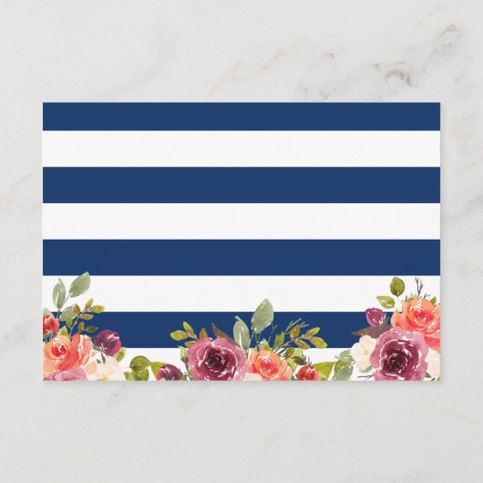 ネイビーブルーいかり航海のフローラ結婚式 エンクロージャーカード (裏面)