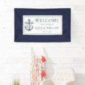 ネイビーブルーいかり航海の結婚ズ歓迎 横断幕 (インサイチュ)