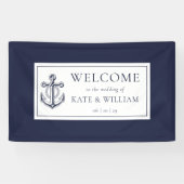 ネイビーブルーいかり航海の結婚ズ歓迎 横断幕 (横)