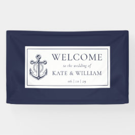 ネイビーブルーいかり航海の結婚ズ歓迎 横断幕
