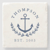 ネイビーブルーいかり&リース航海の名&イヤーエスト ストーンコースター (正面)