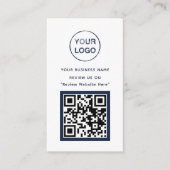 ネイビーブルーおよびホワイトビジネスレビューカード エンクロージャーカード (正面)