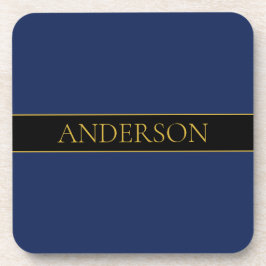 ネイビーブルーおよび金ゴールド名名氏またはビジネス コースター