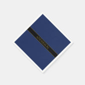 ネイビーブルーおよび金ゴールド名名氏またはビジネス スタンダードカクテルナプキン (角)