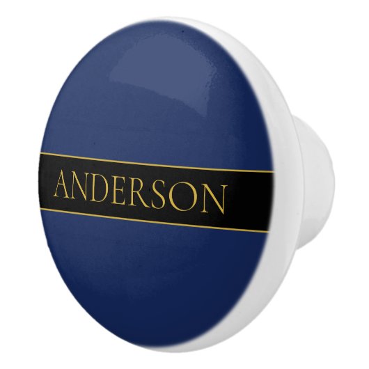 ネイビーブルーおよび金ゴールド名名氏またはビジネス セラミックノブ (右)