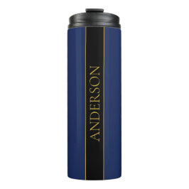 ネイビーブルーおよび金ゴールド名名氏またはビジネス タンブラー