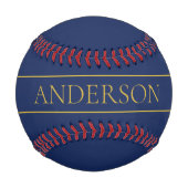 ネイビーブルーおよび金ゴールド名名氏またはビジネス 野球ボール (正面)