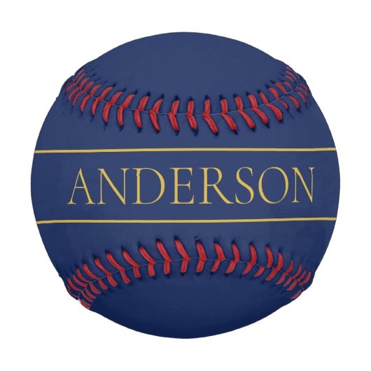 ネイビーブルーおよび金ゴールド名名氏またはビジネス 野球ボール (正面)