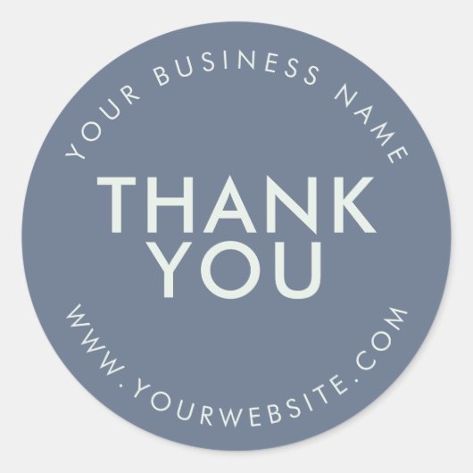 ネイビーブルーお礼カスタム文字Webサイト ラウンドシール (正面)