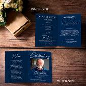 ネイビーブルーお祝いの写真葬式 プログラム