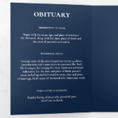 ネイビーブルーお祝いの写真葬式 三つ折りプログラム (内部最初)