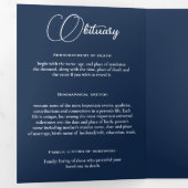 ネイビーブルーお祝いの写真葬式 三つ折りプログラム (内部最初)