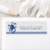 ネイビーブルーかわいいタコと白 ラベル (インサイチュ)