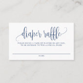 ネイビーブルーかわいらしスクリプトベビーシャワーおむつラッフル 名刺 (正面)