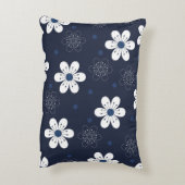ネイビーブルーかわいらしフローラパーソナライズされた アクセントクッション (裏面(縦))