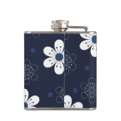 ネイビーブルーかわいらしフローラモノグラム フラスク (裏面)