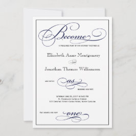 ネイビーブルーがワンスクリプト結婚式招待状 招待状