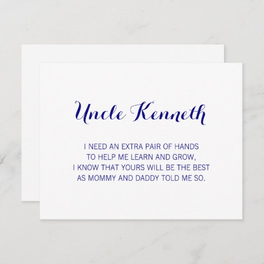 ネイビーブルーが私のゴッドファーザーの提案になる 招待状 (正面/裏面)