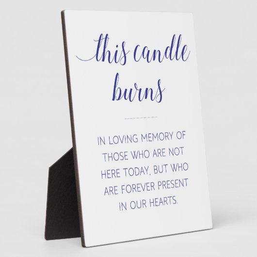 ネイビーブルーこのロウソクは愛情のこもった記憶のサインで燃える フォトプラーク (側面)