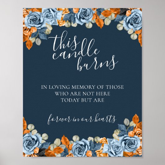 ネイビーブルーこのロウソクは愛情のこもった記憶のサインで燃える ポスター (正面)