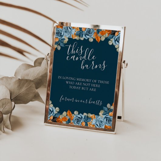 ネイビーブルーこのロウソクは愛情のこもった記憶のサインで燃える ポスター