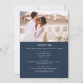ネイビーブルーすべて1つのミニマリスト写真結婚の 招待状 (裏面)