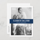 ネイビーブルーその後と今フォトコラージュ卒業 案内ポストカード (正面/裏面)