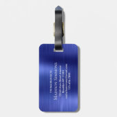 ネイビーブルーつや消しメタルスクリプガーリートモノグラムかわいい ラゲッジタグ (裏面縦)