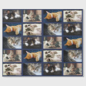 ネイビーブルーで自分の写真を5校作る ラッピングペーパー (フラット)