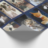 ネイビーブルーで自分の写真を5校作る ラッピングペーパー (角)