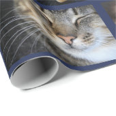 ネイビーブルーで自分の写真を5校作る ラッピングペーパー (ロールコーナー)