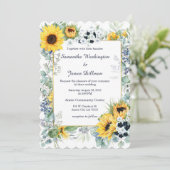 ネイビーブルーとひまわりの結婚式 招待状 (スタンド正面)
