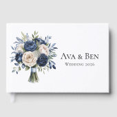 ネイビーブルーとアイボリー結婚フローラ ゲストブック (正面)