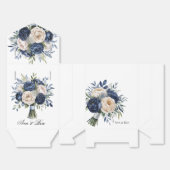 ネイビーブルーとアイボリー結婚フローラ フェイバーボックス (見開き)