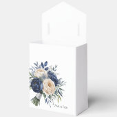 ネイビーブルーとアイボリー結婚フローラ フェイバーボックス (見開き)