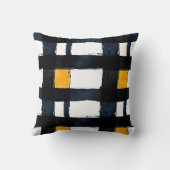 ネイビーブルーとイエローウォーターカラープレイド装飾用クッション クッション (裏面)