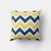 ネイビーブルーとイエローシェブロンのジグザグパターン クッション (裏面)