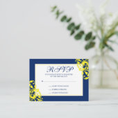 ネイビーブルーとイエローフローリッシュスワーズRSVP エンクロージャーカード (スタンド正面)