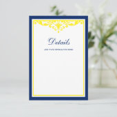 ネイビーブルーとイエローフローリッシュ結婚ズの詳細 エンクロージャーカード (スタンド正面)