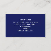 ネイビーブルーとイエローホワイトストライプズのチームジャージー 名刺 (裏面)