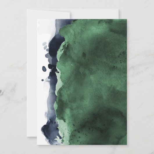 ネイビーブルーとエメラルドウォーターカラーバースデーパーティー 招待状 (裏面)