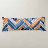 ネイビーブルーとオレンジのヘリンボーンパターン ボディピロー (裏面)
