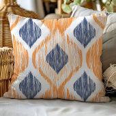 ネイビーブルーとオレンジオギーイカットパターン クッション
