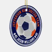 ネイビーブルーとオレンジサッカー⚽ セラミックオーナメント (右)