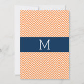 ネイビーブルーとオレンジシェブロンパターンブライダルシャワー 招待状 (裏面)