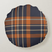 ネイビーブルーとオレンジプレイド ラウンドクッション (裏面)