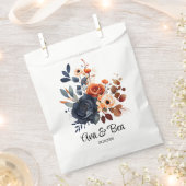 ネイビーブルーとオレンジ結婚牡丹 フェイバーバッグ (クリップ留めされた状態)